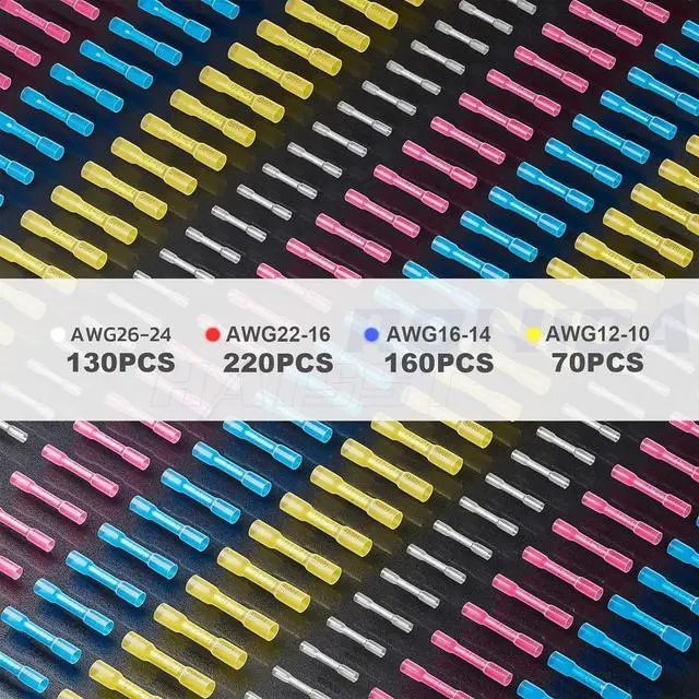 Alt view image 6 of 6 - 580PCS Heat Shrink Butt Connectors, AWG 26-10 Marine Grade Heat Shrink Wire Connectors,Tinned Red Copper Waterproof Wire Connectors(4Colors/4Sizes)