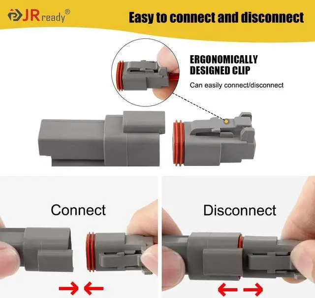 Alt view image 5 of 7 - Deutsch Connector Kit 2-Pin 4-Pin DT Series Gray Waterproof Connector, 88 PCS Stamped Formed Contacts(14-18AWG), Deutch Pin Kit for Marine, Motorcycles (ST6319)
