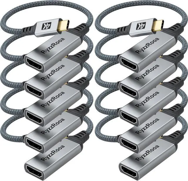Main image of USB C to HDMI Adapter, 10-Pack, 4K Type-C to HDMI Adapter [Thunderbolt 3/4 Compatible] for iPhone 16/15 Series, MacBook Pro/Air, iPadPro, S24/23 Series,  XPS, Surface, Pixelbook