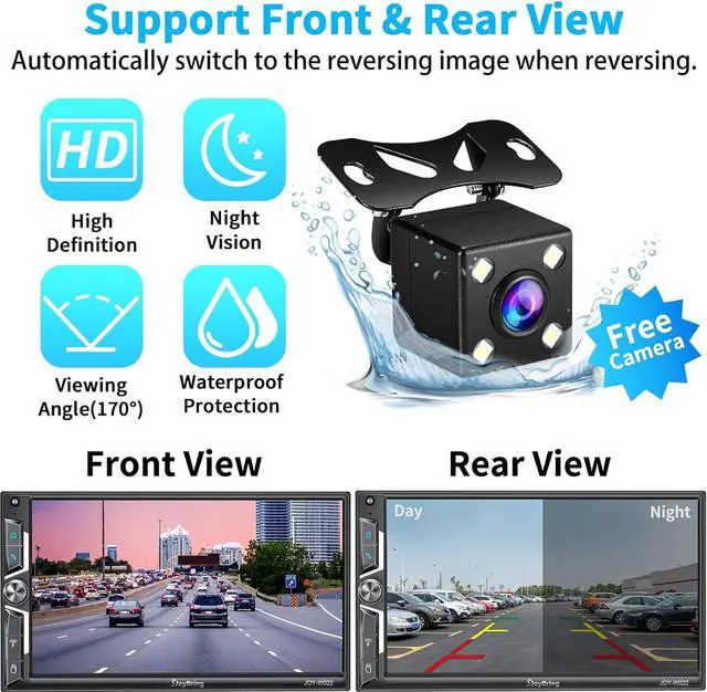 Alt view image 5 of 7 - Wireless Double Din Car Stereo with Carplay, Android Auto, QLED Touchscreen, Bluetooth, 4-Channel RCA, 60W*4 High Power, Subwoofer, 7" Car Radio Receiver, Backup Camera