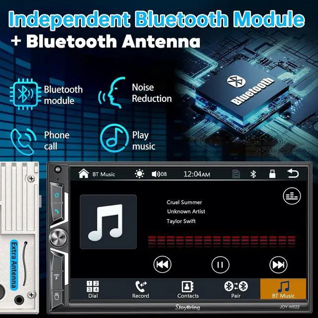 Alt view image 7 of 7 - Wireless Double Din Car Stereo with Carplay, Android Auto, QLED Touchscreen, Bluetooth, 4-Channel RCA, 60W*4 High Power, Subwoofer, 7" Car Radio Receiver, Backup Camera