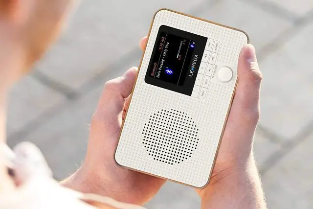 Alt view image 7 of 7 - Portable WiFi Internet Radio,FM Digital Radio,Bluetooth Speaker,Dual Alarms Clock,Sleep Snooze Timer,40 Presets, Headphone-Output,Colour Display,Batteries or Mains Powered  Walnut Finish