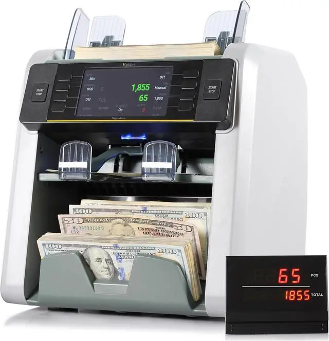 Main image of Signature Bank-Grade Money Counter Machine Mixed Denomination | 2-Pocket Cash Counter Machine, Currency Discriminator | 3-Year Manufacturer's Warranty | 2 CIS UV/MG IR/MT SN/DV IRT