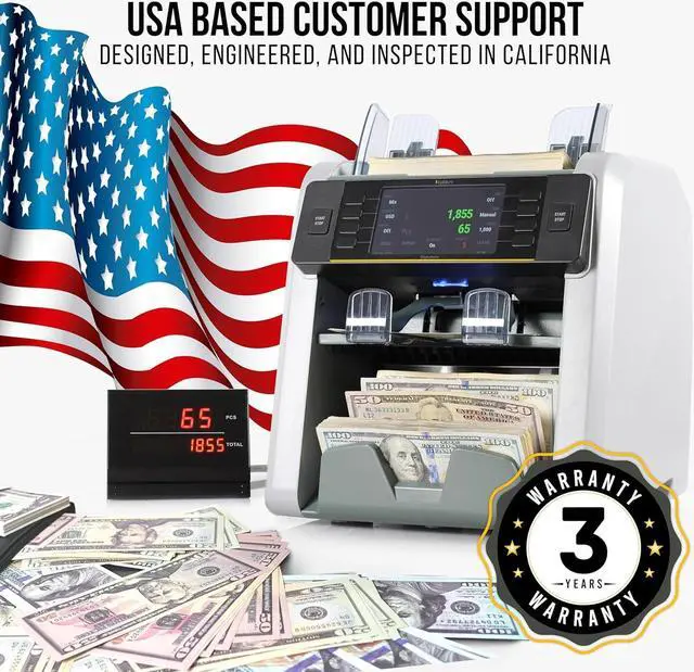 Alt view image 5 of 7 - Signature Bank-Grade Money Counter Machine Mixed Denomination | 2-Pocket Cash Counter Machine, Currency Discriminator | 3-Year Manufacturer's Warranty | 2 CIS UV/MG IR/MT SN/DV IRT