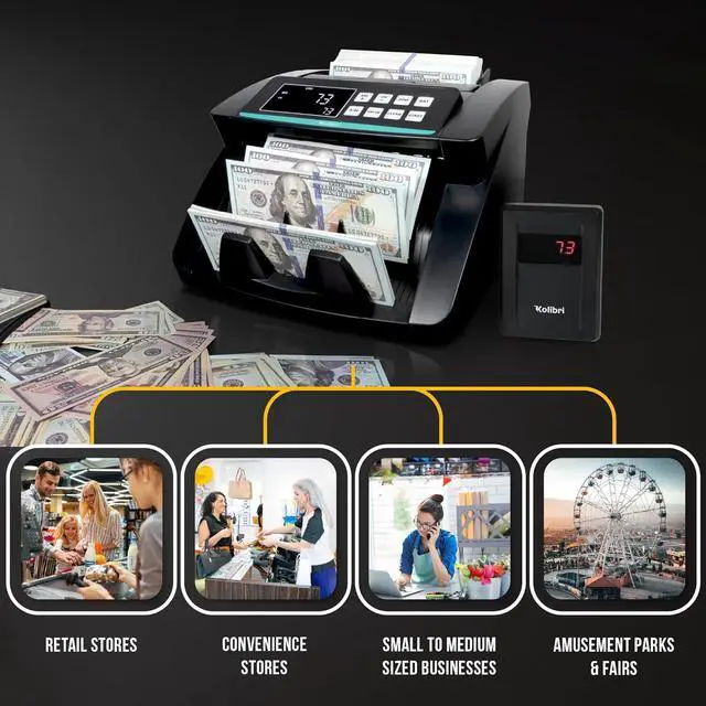 Alt view image 5 of 7 - Money Counter Machine with Advanced Fake Detection & LCD Display | 1,500 Bills per Minute Single-Denomination Cash Counter | Bill Counter Machine (US Customer Support)