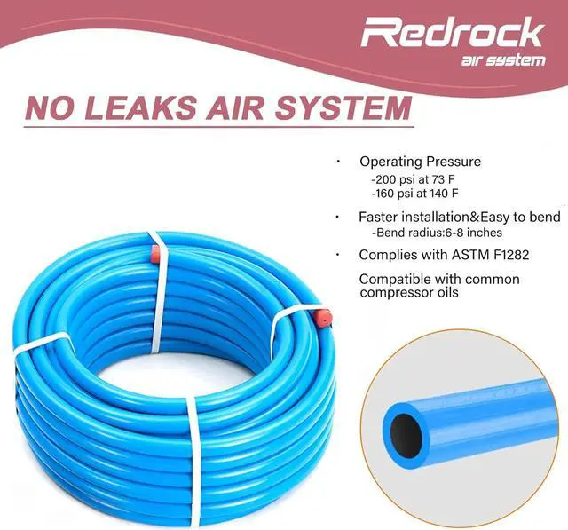 Alt view image 3 of 7 - Performance Shop Air Line Kit 3/4" x 200ft 5-Ways Out HDPE Aluminum Air Compressor Piping for Garage LeakProof&Easy to Install Air Hose Kit Air Compressor Accessories 200PSI ASTM F1282