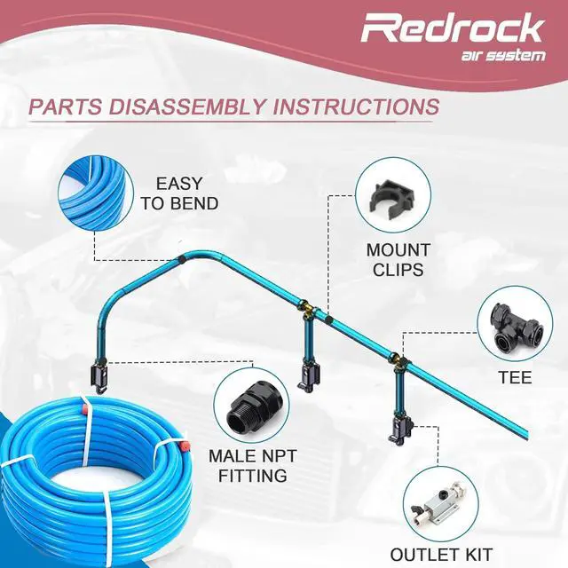 Alt view image 5 of 7 - Performance Shop Air Line Kit 3/4" x 200ft 5-Ways Out HDPE Aluminum Air Compressor Piping for Garage LeakProof&Easy to Install Air Hose Kit Air Compressor Accessories 200PSI ASTM F1282
