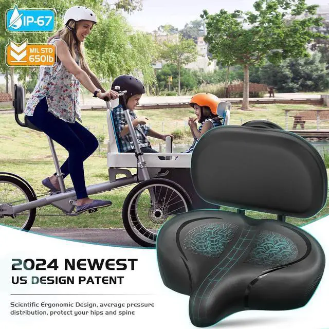 Alt view image 7 of 7 - Bicycle Seat, Bike Seat for Women Men Extra Comfort Wide, Oversized Comfortable Seats Saddle for Peloton Bikes, Fit for Exercise Bikes, Electric Bikes, Mountain Bikes, Cruiser Bikes