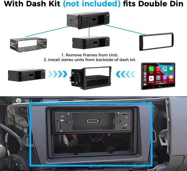 Alt view image 6 of 7 - Single Din Car Stereo Wireless  Carplay Android Auto Radio, 10.1" Car Play Touch Screen, Bluetooth 5.3 Car Audio Receiver, 4.2 Channel 240W, Subwoofers, Backup Camera, Navigation, FM/AM, SWC