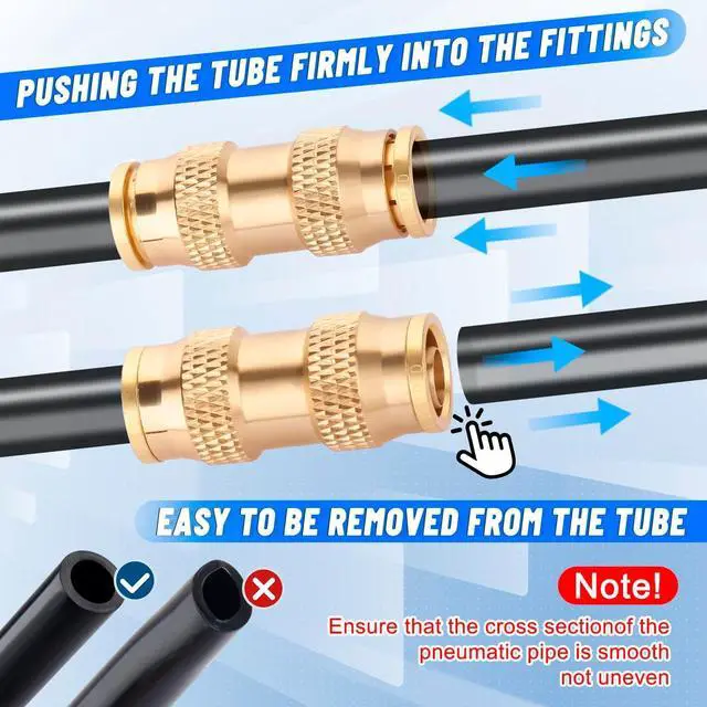 Alt view image 4 of 7 - 32 Pcs Brass DOT Air Brake Line Fittings Assortment 1/4" 3/8" 1/2" Push to Connect Air Fittings Kit Quick Connect Fittings for Semi Truck Trailer Brake System or Industrial