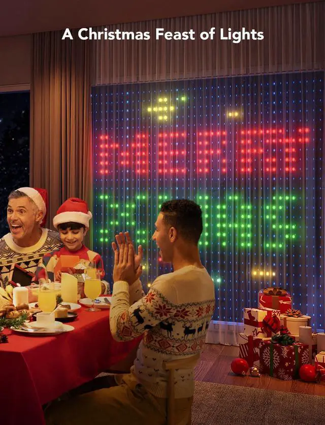 Alt view image 5 of 7 - Curtain Lights, Smart LED Curtain Lights, Color Changing Wall Lights, Dynamic DIY Curtain String Lights for Bedroom Living Room Halloween Decor, Outdoor IP65 Waterproof4.9x6.6ft, 520 RGBIC LED