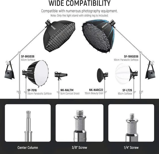 Alt view image 4 of 7 - C Stand with Boom Arm Pro 100% Stainless Steel, Max Height 10.8ft/330cm Air Cushion Heavy Duty Photography Light Stand with 4.2ft/128cm Holding Arm for Monolight Softbox Reflector