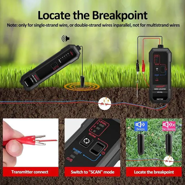 Alt view image 4 of 7 - New Underground Wire Locator, RockyMars Cable Tester with Rechargeable 1100mAh Battery for Invisible Fence for Dogs, Circuit Breaker Finder, Electric Fence Wire Tr, Wire Break Locator, etc.