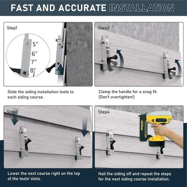 Alt view image 5 of 6 - Siding Installation Tools, Siding Mounting Kit for Use with 5/16-Inch Fiber Cement Siding, Siding Tools Lap Siding Gauge with Adjustable Reveals, Hardie Siding Tools, Aluminum Body, 2 Packs