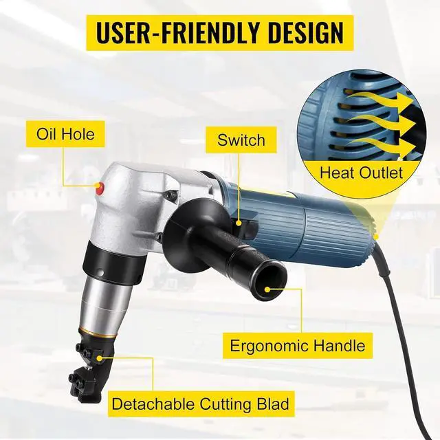 Alt view image 4 of 7 - Electric Metal Nibbler 625W Nibbler Metal Cutter 1000RPM High Speed Rotor 0.16in/4mm Metal Nibbler 110V w Replaced Blades Storage Case Sheet Metal Nibbler for Cutting Stainless Steel, Aluminium