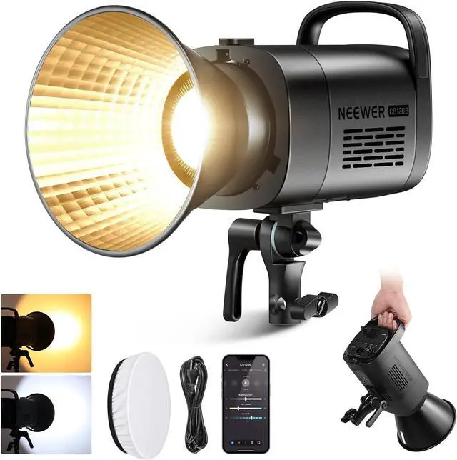 Main image of CB120B 120W LED Video Light with 2.4G&APP Control COB Bi Color 2700K-6500K 78000lux at 1m/CCT Mode/CRI97/12 Scenes/Bowens Mount Continuous Output Lighting for Studio Photography/Video Recording