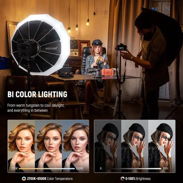 Alt view image 2 of 7 - CB120B 120W LED Video Light with 2.4G&APP Control COB Bi Color 2700K-6500K 78000lux at 1m/CCT Mode/CRI97/12 Scenes/Bowens Mount Continuous Output Lighting for Studio Photography/Video Recording