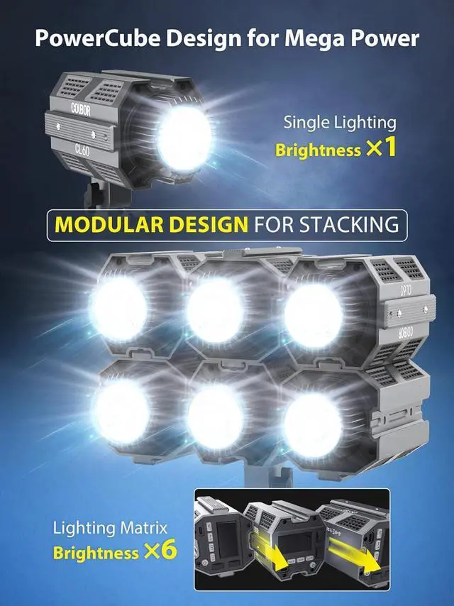Alt view image 4 of 7 - Video Light, COLBOR CL60 65W COB Continuous Output Lighting LED 2700~6500K CRI97+ with Bowens Mount APP Control for Filming Live Streaming Interview, LED-Video-Light-Photography-Studio