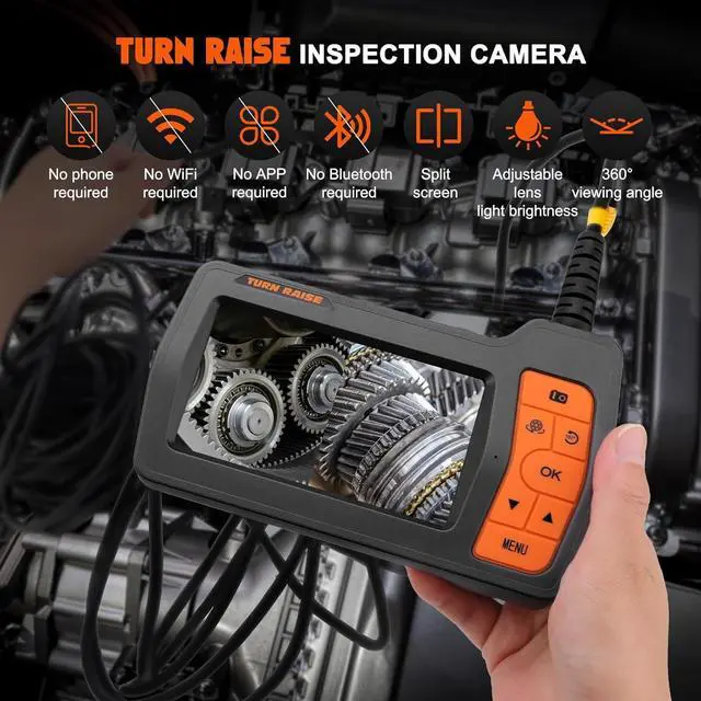 Alt view image 7 of 7 - Lens Sewer Inspection Camera with 50FT Semi-Rigid Cable, 1080P HD Endoscope Camera with Light, 5" IPS Screen Industrial Borescope, IP67 Drain Pipe Camera Snake, 32G Storage Card, Carrying Case