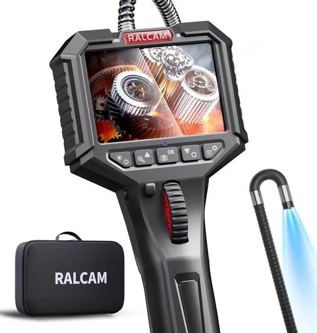 Main image of Articulating Borescope, 2 Way Endoscope Camera with Light, 0.33in Inspection Camera, 6 Adjustable Led Lights, Oil Proof Snake Camera for Automotive Aircraft Mechanics 3.3FT Semi-Rigid Cable