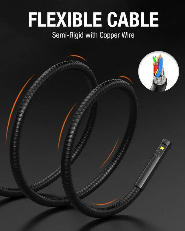 Alt view image 5 of 6 - Inspection Camera, Dual Lens Endoscope Camera with Light 5" IPS Screen Digital Industrial Borescope,1080P Endoscope Waterproof Flexible Probe Borescope Camera with Light(16.5FT)