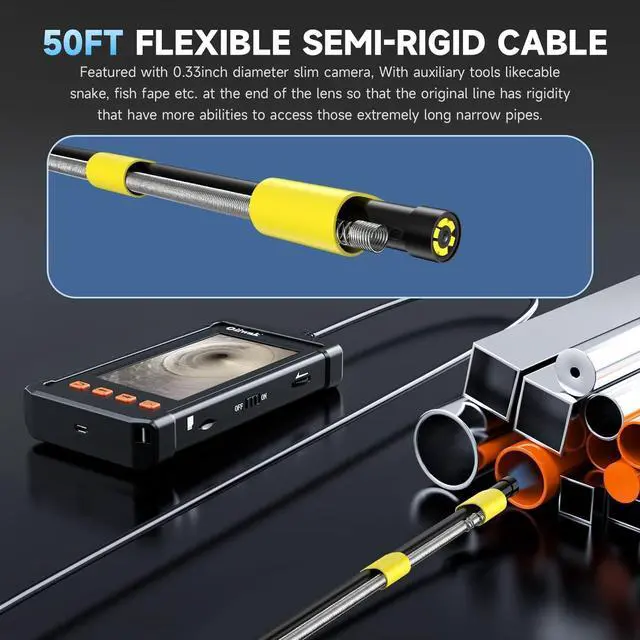 Alt view image 3 of 7 - 50FT Endoscope Camera with Light, Oiiwak Endoscope Inspection Camera for Pipe Sewer Drain Plumbing Inspection 1080P HD 4.3"IPS Screen Waterproof IP67 Borescope Camera Snake Camera with Lights for Men