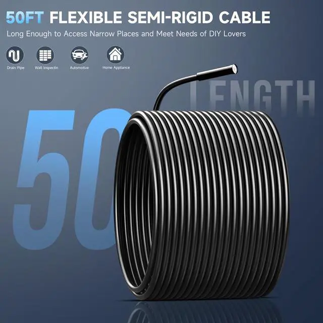 Alt view image 5 of 7 - 50FT Endoscope Camera with Light, Oiiwak Endoscope Inspection Camera for Pipe Sewer Drain Plumbing Inspection 1080P HD 4.3"IPS Screen Waterproof IP67 Borescope Camera Snake Camera with Lights for Men