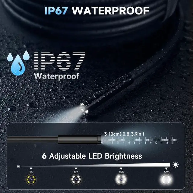 Alt view image 7 of 7 - 50FT Endoscope Camera with Light, Oiiwak Endoscope Inspection Camera for Pipe Sewer Drain Plumbing Inspection 1080P HD 4.3"IPS Screen Waterproof IP67 Borescope Camera Snake Camera with Lights for Men