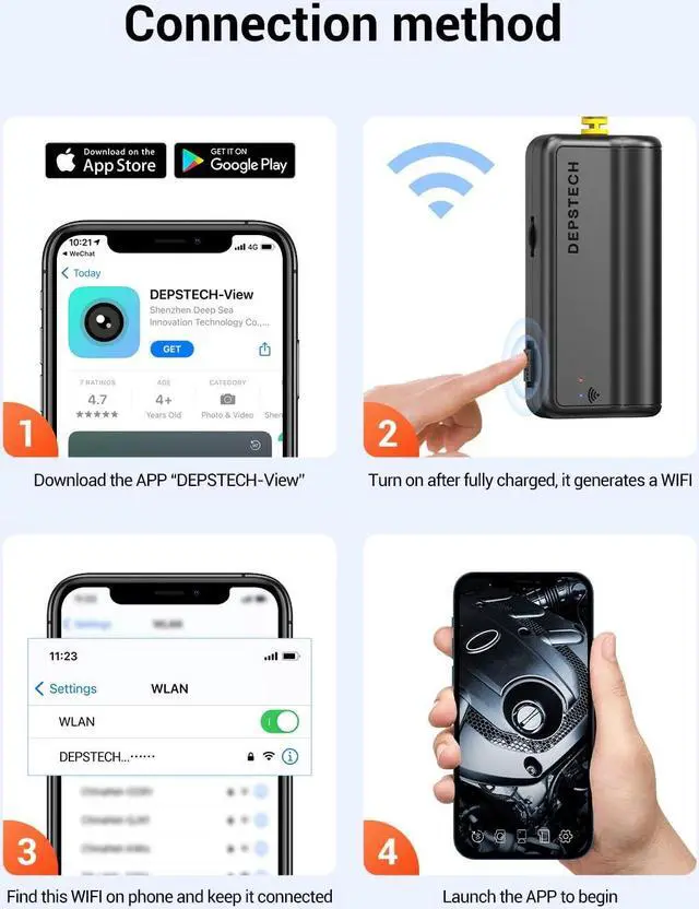 Alt view image 2 of 7 - Dual Lens Wireless Endoscope, 1080P Scope Snake Camera with 7 LED Lights,0.31In Lens Video HD Inspection Camera,IP67 Waterproof Borescope,16.5FT Cable for Android & iOS Phone or Tablet-Yellow