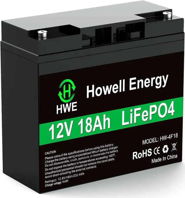 Main image of 12V 18Ah Lithium Battery, 5000+ Cycles LiFePO4 Deep Cycle Battery for Solar System, Outdoor Camping, Power Wheels, Fish Finder, Kids Scooters, Built-in 20A BMS, Power Supply Output 256W