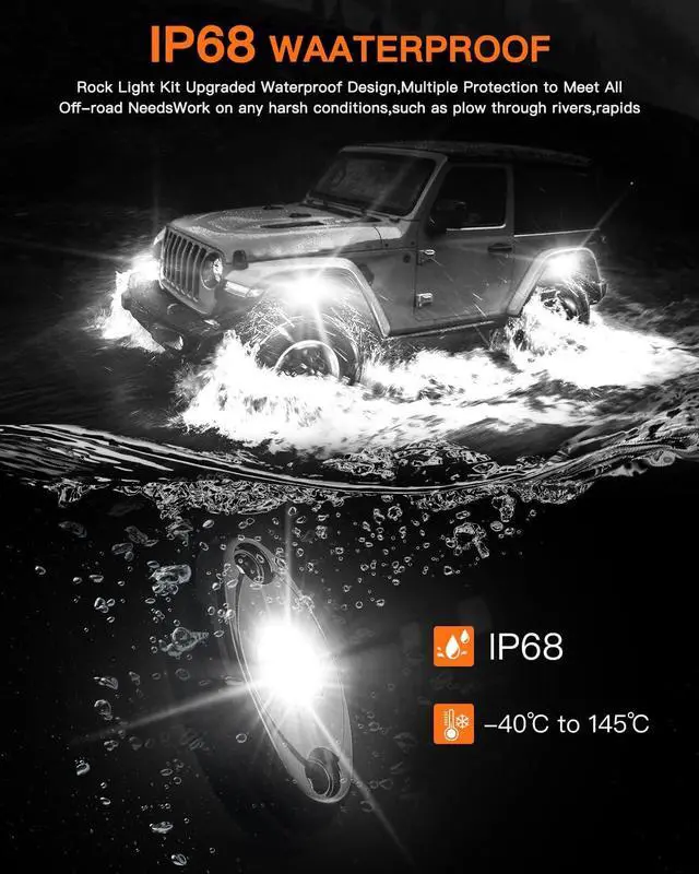 Alt view image 2 of 7 - R1 Pure White LED Rock Lights Kit with Roker Switch Wire Harness 12PCS High Power Rock Lights White for Trucks Off Road ATV UTV SUV Underglow Trail Rig Lights Under Body Waterproof Light