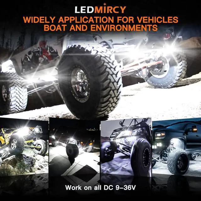 Alt view image 7 of 7 - R4 Pure White LED Rock Lights Kit with Roker Switch Wire Harness 12PCS Rock Lights White for Offroad Trucks ATV UTV SUV Underglow Lights Trail Rig Lights Under Body High Power Waterproof