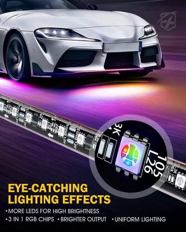 Alt view image 2 of 7 - Car Underglow Light, 6 Pcs Under Glow Kit for Car with Dream Color Dancing Chasing, App & Remote Control 16 Million Colors Sound & Music Waterproof Under Glow Lights for Truck
