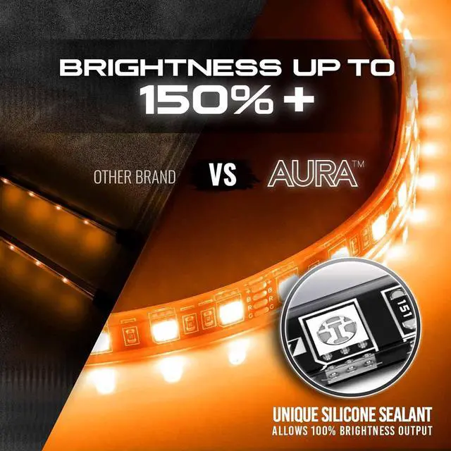 Alt view image 2 of 7 - OPT7 Aura Interior Car Lights with Remote Control, Color Change, Music Sync Inside Ambient Lighting Kit, LED Light for Cars Trucks Under Dash Accessories, Charger Adapter 12V, 4pc Single Row LED Strip