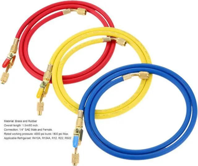 Alt view image 5 of 7 - Digital Manifold Gauge Set, R134a Refrigerant Recharge Kit AC Manifold Gauge Set with 3 Hoses (Tolerance Range: -/+0.5%)