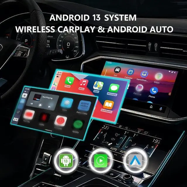 Alt view image 2 of 7 - Wireless CarPlay Android AUTO Multimedia Video Box 4G Cellular,4GB+64GB,8Core,Android 13 Built-in Navigation Support SIM&TF Card Bluetooth Support Car with OEM Wired CarPlay/Android Auto