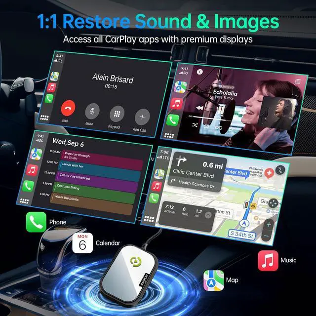 Alt view image 5 of 7 - Wireless CarPlay Adapter for  iPhone, Converts Factory Wired CarPlay to Wireless CarPlay 2024 Upgrade Plug & Play Auto Connect Fast Easy Use for Cars from 2017 & iPhone iOS Dark Black