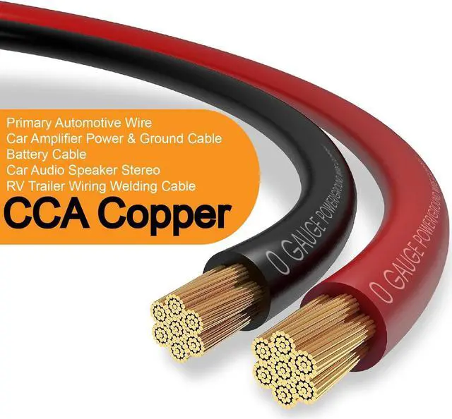 Alt view image 2 of 7 - 40FT 1/0 Gauge Wire Copper Clad Aluminum CAA,20pcs Lugs Terminal Connectors with 3:1Heat Shrink Tube for Power/Auto,Amplifier,Ground Cable Trailer Wiring
