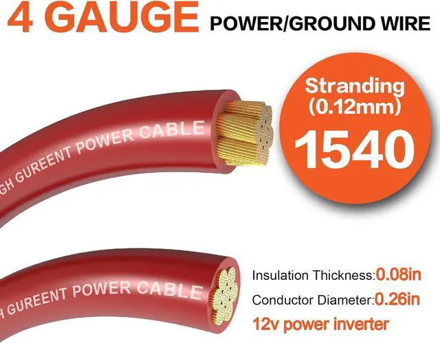 Alt view image 5 of 7 - 4 Gauge Wire (50ft Each - Red/Black) Copper Clad Aluminum CCA with Cable Cutter,Lugs Terminal Connectors and Heat Shrink Tube - Battery Power/Ground Cable,Car Audio Speaker,RV Trailer Amp Wiring kit