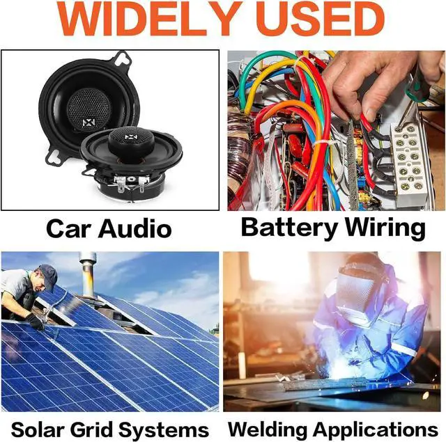 Alt view image 4 of 7 - 4 Gauge Wire (50ft Each - Red/Black) Copper Clad Aluminum CCA with Cable Cutter,Lugs Terminal Connectors and Heat Shrink Tube - Battery Power/Ground Cable,Car Audio Speaker,RV Trailer Amp Wiring kit