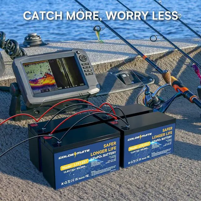 Alt view image 5 of 7 - 12V 7Ah Lithium LiFePO4 Battery (2 Pack), 5000+ Cycles Lithium Iron Phosphate Rechargeable Battery, Built-in 15A BMS, Perfect for Fish Finder, Small Solar, Camping, Lighting, Power Wheels
