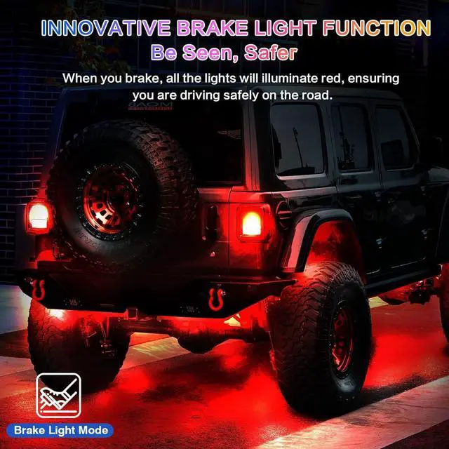 Alt view image 7 of 7 - 8Pods RGB LED Rock Lights with APP/RF Remote Control, Underglow Lights Multi Zone Neon Exterior Lights Multicolor 12v Waterproof for Trucks Accessories Jeep UTV SUV ATV Golf Cart Offroad
