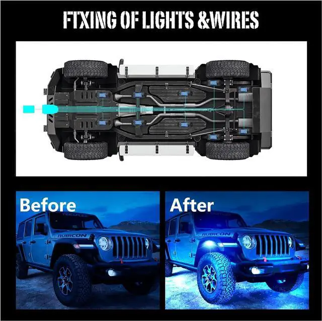 Alt view image 4 of 6 - Rock Lights for Trucks 10 Pods LED Rock Lights for UTV Brightness underglow kit Exterior with App Control Flashing Music Mode RGB Rock Lights for SUV ATV RZR Truck Accessories