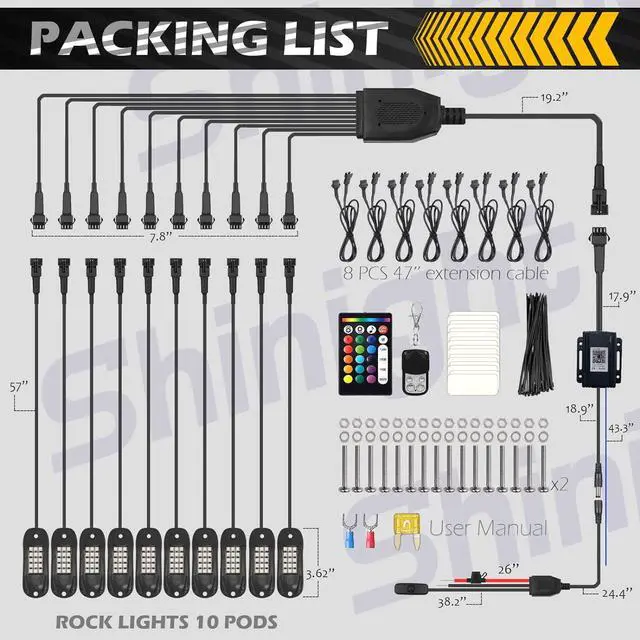 Alt view image 6 of 6 - Rock Lights for Trucks 10 Pods LED Rock Lights for UTV Brightness underglow kit Exterior with App Control Flashing Music Mode RGB Rock Lights for SUV ATV RZR Truck Accessories