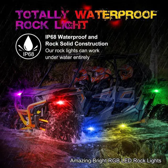 Alt view image 5 of 7 - RGB Rock Light Kits, OFFROADTOWN RGB LED Rock Lights with 6 pods Lights Neon Trail Rig Lights Underglow Universal, Perfect for Polaris Can-Am Yamaha Honda Tundra