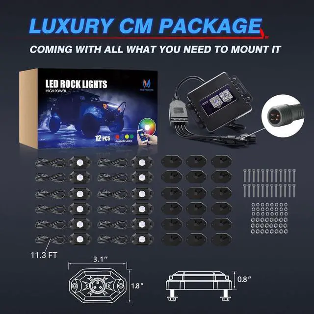 Alt view image 7 of 7 - MICTUNING 2025 Upgraded CM RGB LED Rock Lights Kits - 12 Pods Multicolor Neon Light Waterproof Underglow Lighting Kit with APP Control & Flashing & Music Mode