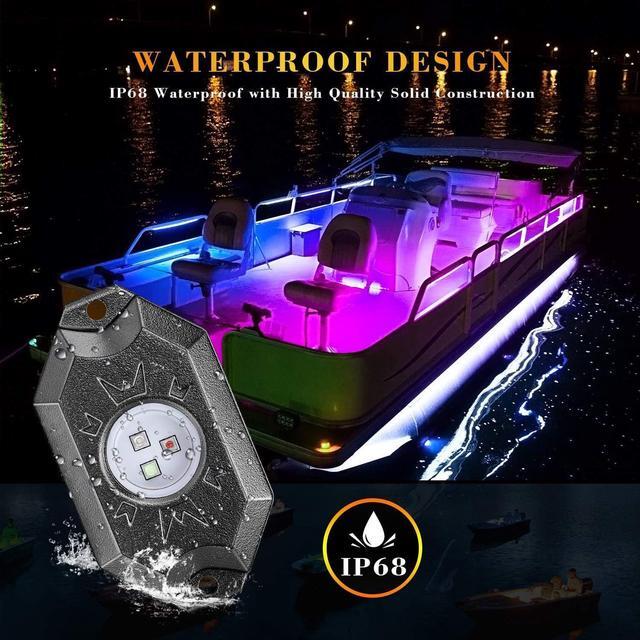 Alt view image 3 of 7 - Auto 8 Pods RGB LED Rock Light Kits with Bluetooth Controller Waterproof Multicolor Neon LED Lights Underglow Trail Rig Lights for Trucks SUV ATV Boat Motorcycle Off Road
