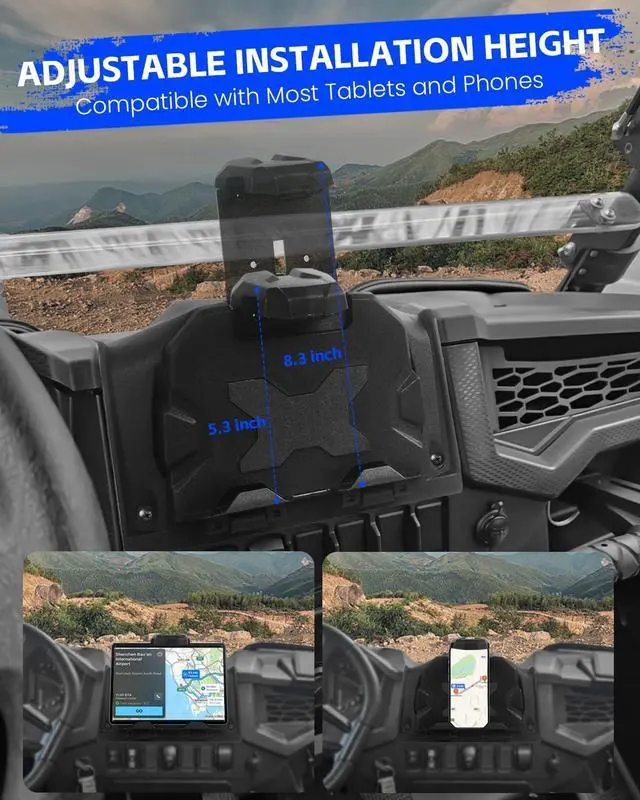 Alt view image 2 of 7 - RZR XP Tablet Holder, RZR XP Electric Device Mount for Ipad Phone GPS Navigation Compatible with 2019-2023 Polaris RZR XP 1000 RZR XP Turbo Accessories Device Holder Extra Storage Space