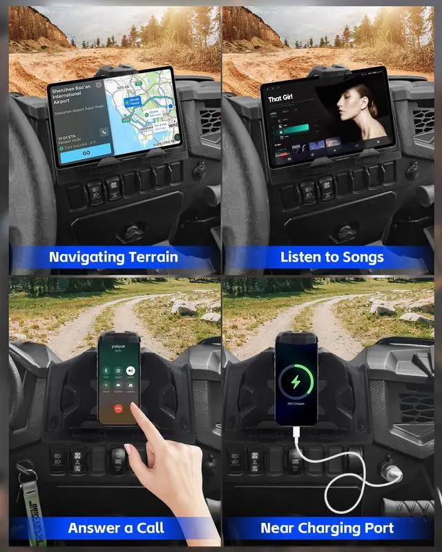 Alt view image 5 of 7 - RZR XP Tablet Holder, RZR XP Electric Device Mount for Ipad Phone GPS Navigation Compatible with 2019-2023 Polaris RZR XP 1000 RZR XP Turbo Accessories Device Holder Extra Storage Space