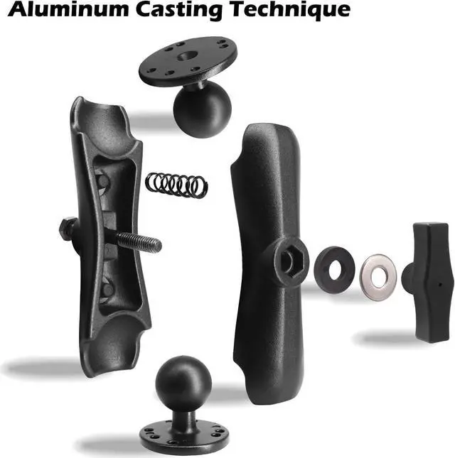 Alt view image 4 of 7 - Double Ball Mount with Two AMPS Round Plates, Tablet, Fish Finder Mount, Double Socket Arm with 1.5 inches / 38mm / C Size Ball, Compatible with RAM, Arkon, iBolt and More